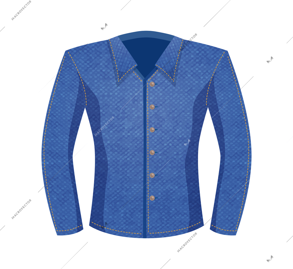 Modern denim clothing composition with isolated image of textile product made of jeans fabric vector illustration