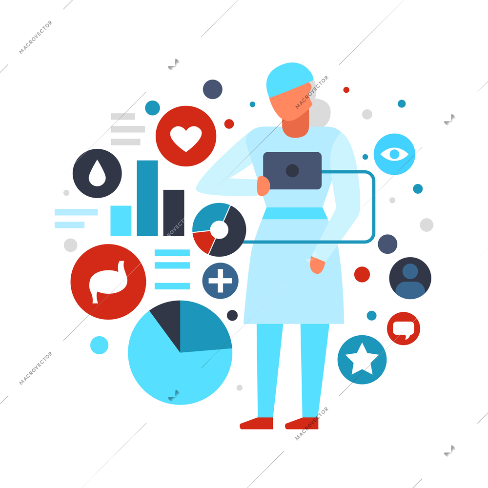 Digital online medicine composition of conceptual icons pictograms with gadgets and people vector illustration