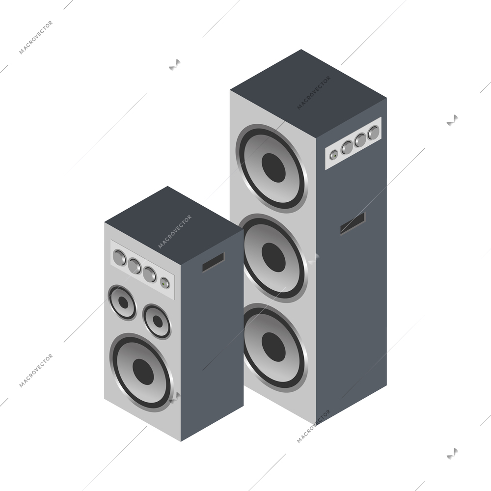Karaoke isometric composition with isolated image of entertaining equipment on blank background vector illustration