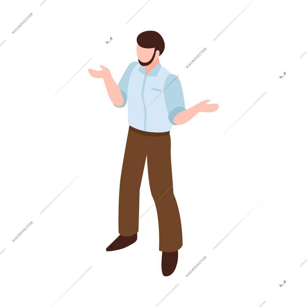 Isometric teachers lesson composition with isolated human character on blank background vector illustration