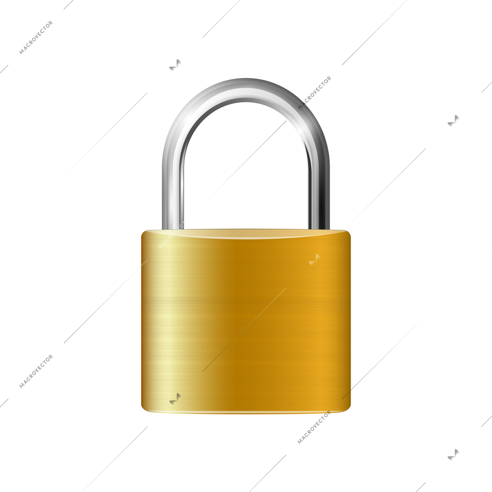 Realistic lock and key composition with isolated front view image on blank background vector illustration