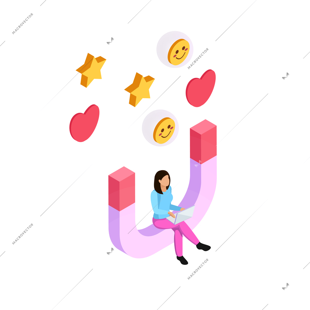 CRM customer relationship management isometric composition with conceptual icons of social networking with people vector illustration