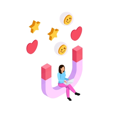 CRM customer relationship management isometric composition with conceptual icons of social networking with people vector illustration