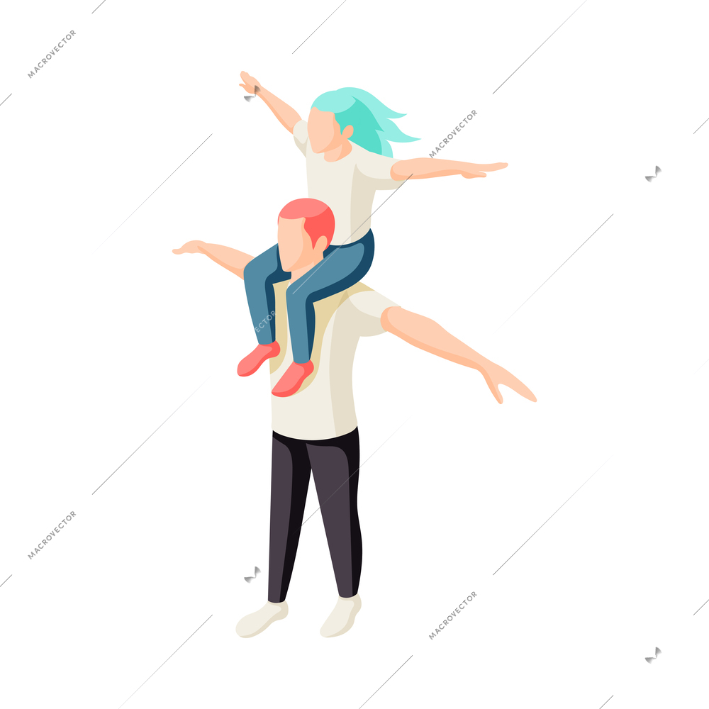 Happy people isometric icons composition with faceless human characters on blank background vector illustration