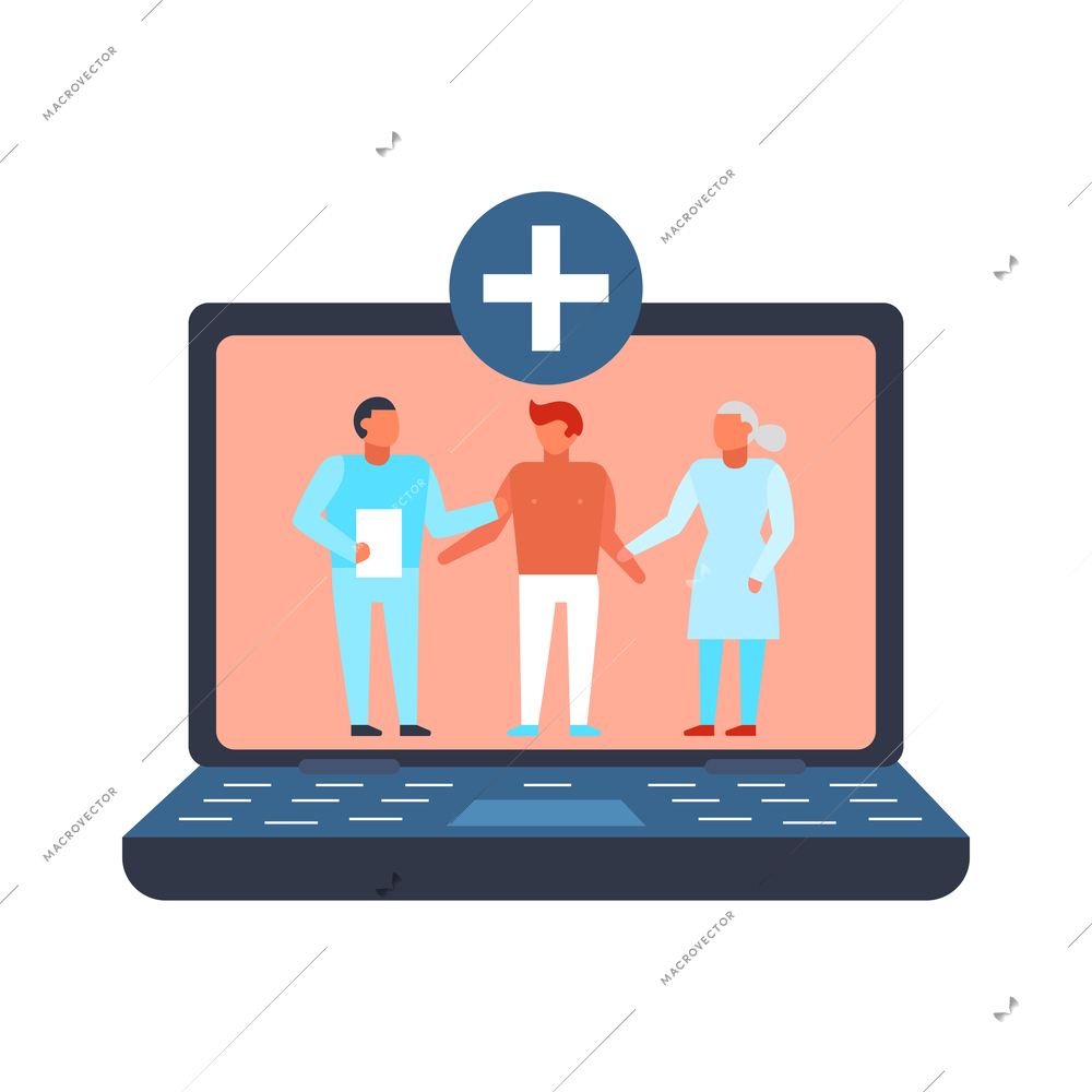 Digital online medicine composition of conceptual icons pictograms with gadgets and people vector illustration