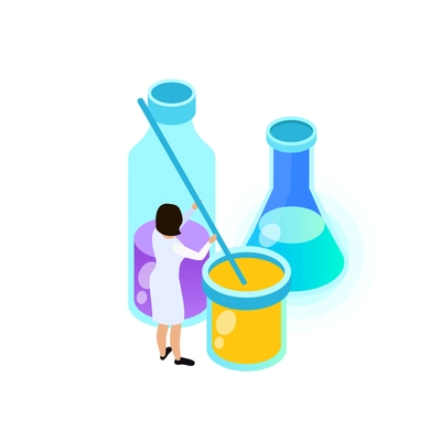 Vaccines development composition with conceptual isometric icons people and lab equipment vector illustration