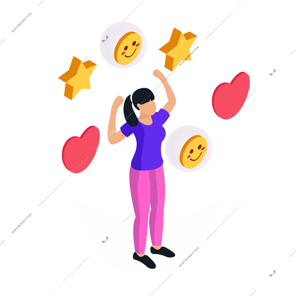 CRM customer relationship management isometric composition with conceptual icons of social networking with people vector illustration