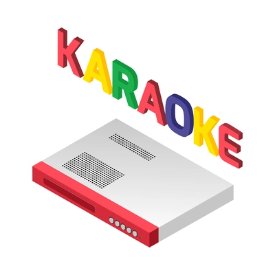 Karaoke isometric composition with isolated image of entertaining equipment on blank background vector illustration