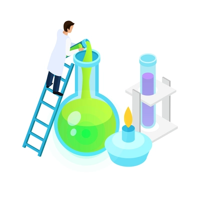 Vaccines development composition with conceptual isometric icons people and lab equipment vector illustration