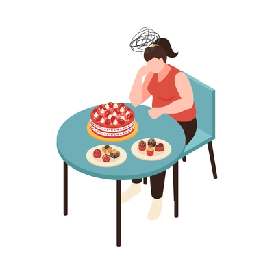 Isometric depression composition with isolated human character of affected person vector illustration