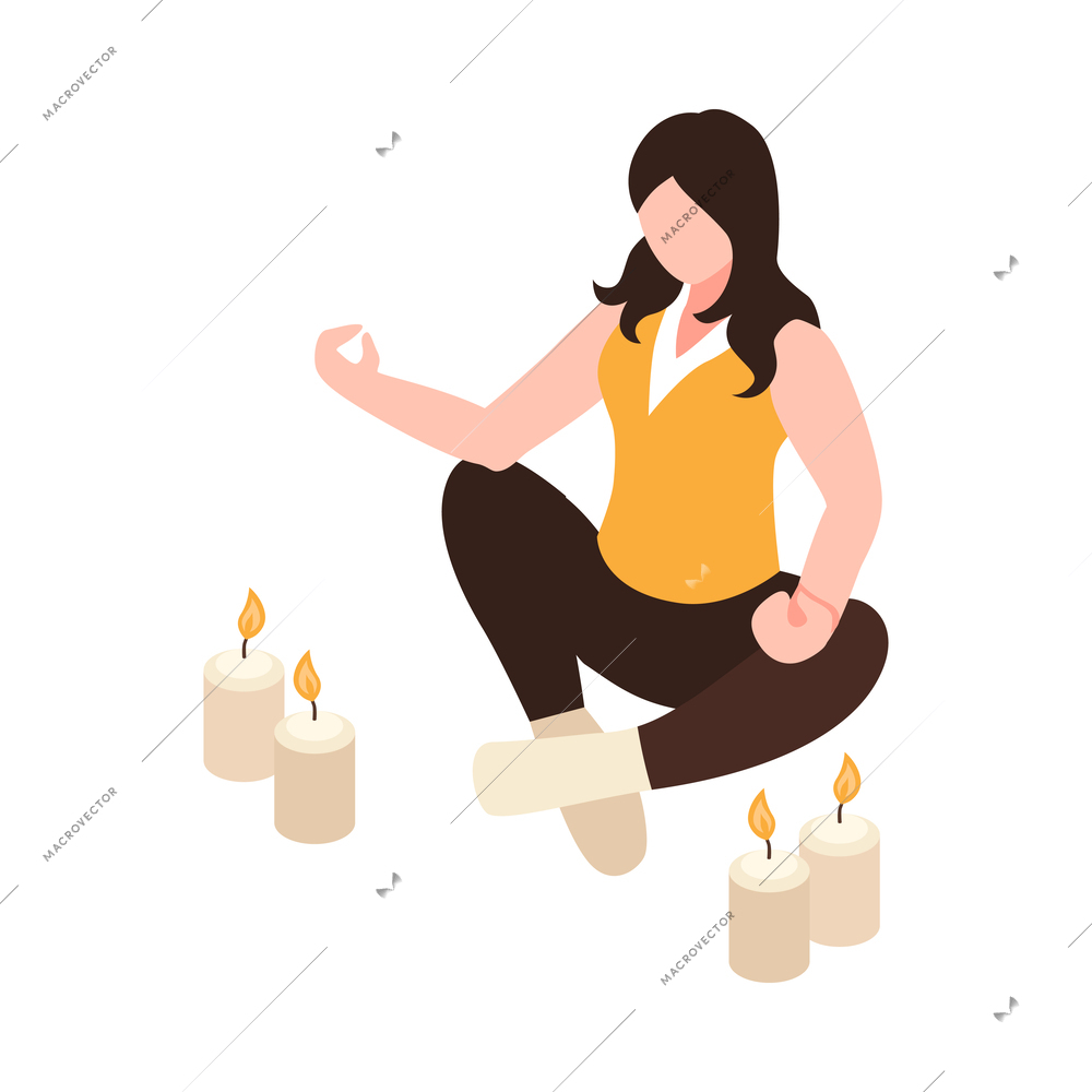 Isometric depression composition with isolated human character of affected person vector illustration
