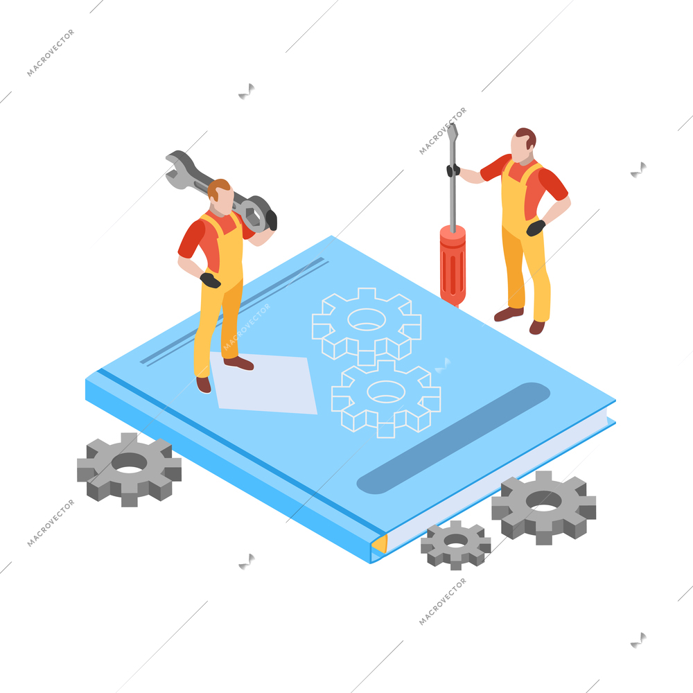 Reading and library isometric composition with reading information icons on blank background vector illustration