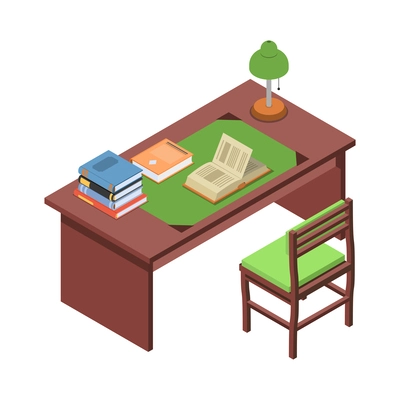 Reading and library isometric composition with reading information icons on blank background vector illustration