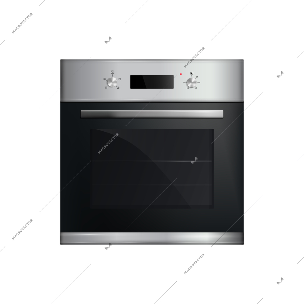 Realistic kitchen appliance composition with isolated front view of electronic household machinery vector illustration