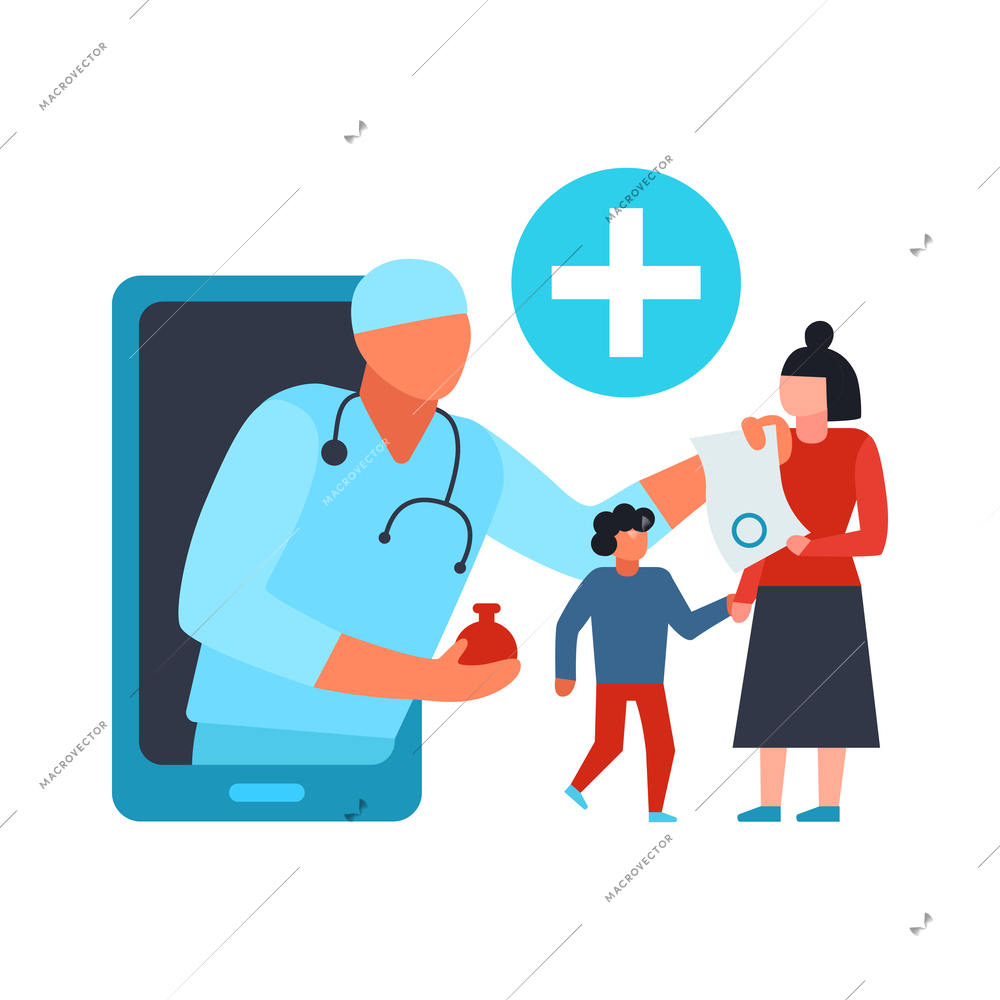 Digital online medicine composition of conceptual icons pictograms with gadgets and people vector illustration