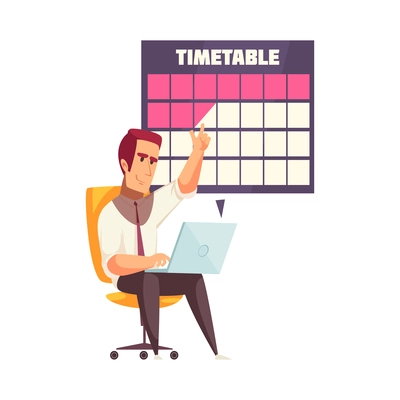 Planning schedule time management composition with cartoon characters in hurry scene vector illustration