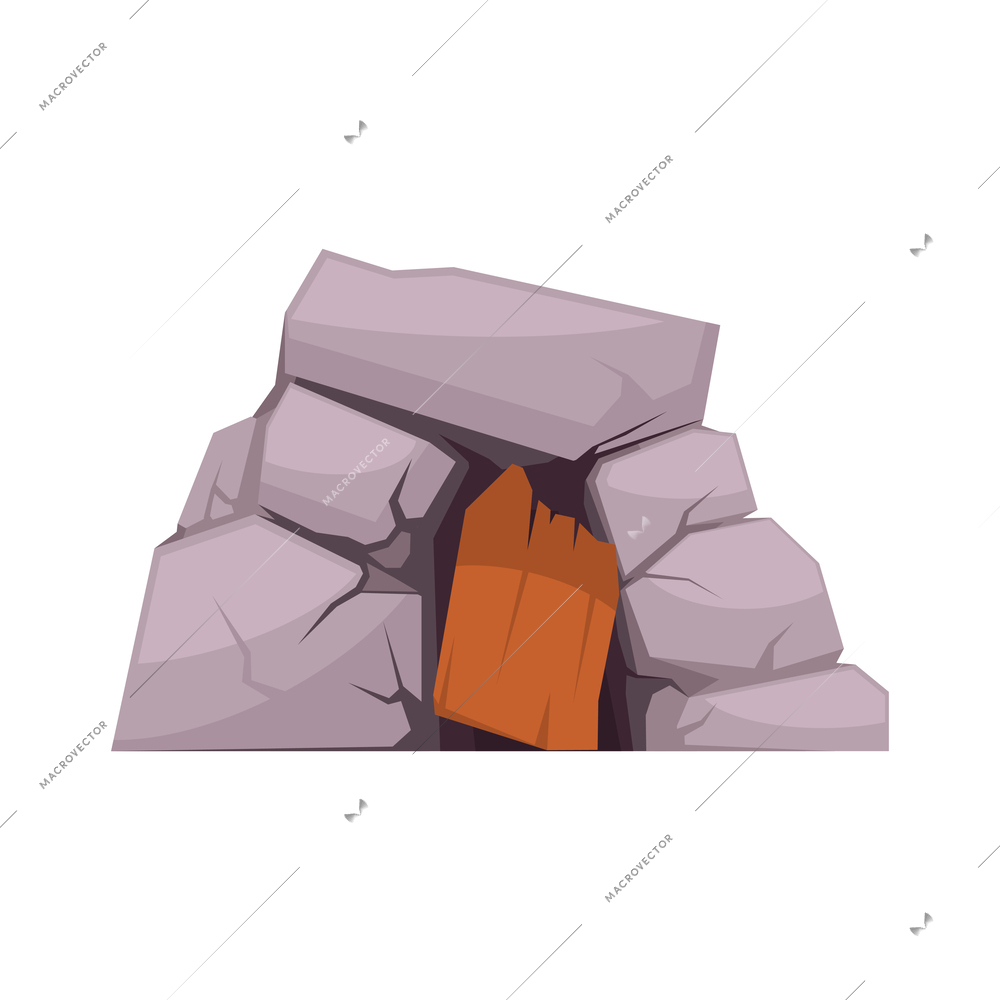 Primitive man caveman composition with cartoon view of ancient dwelling vector illustration