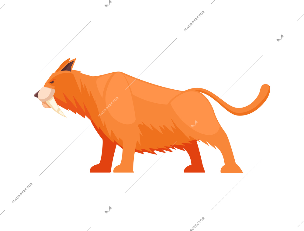 Primitive man caveman composition with cartoon image of ancient animal vector illustration