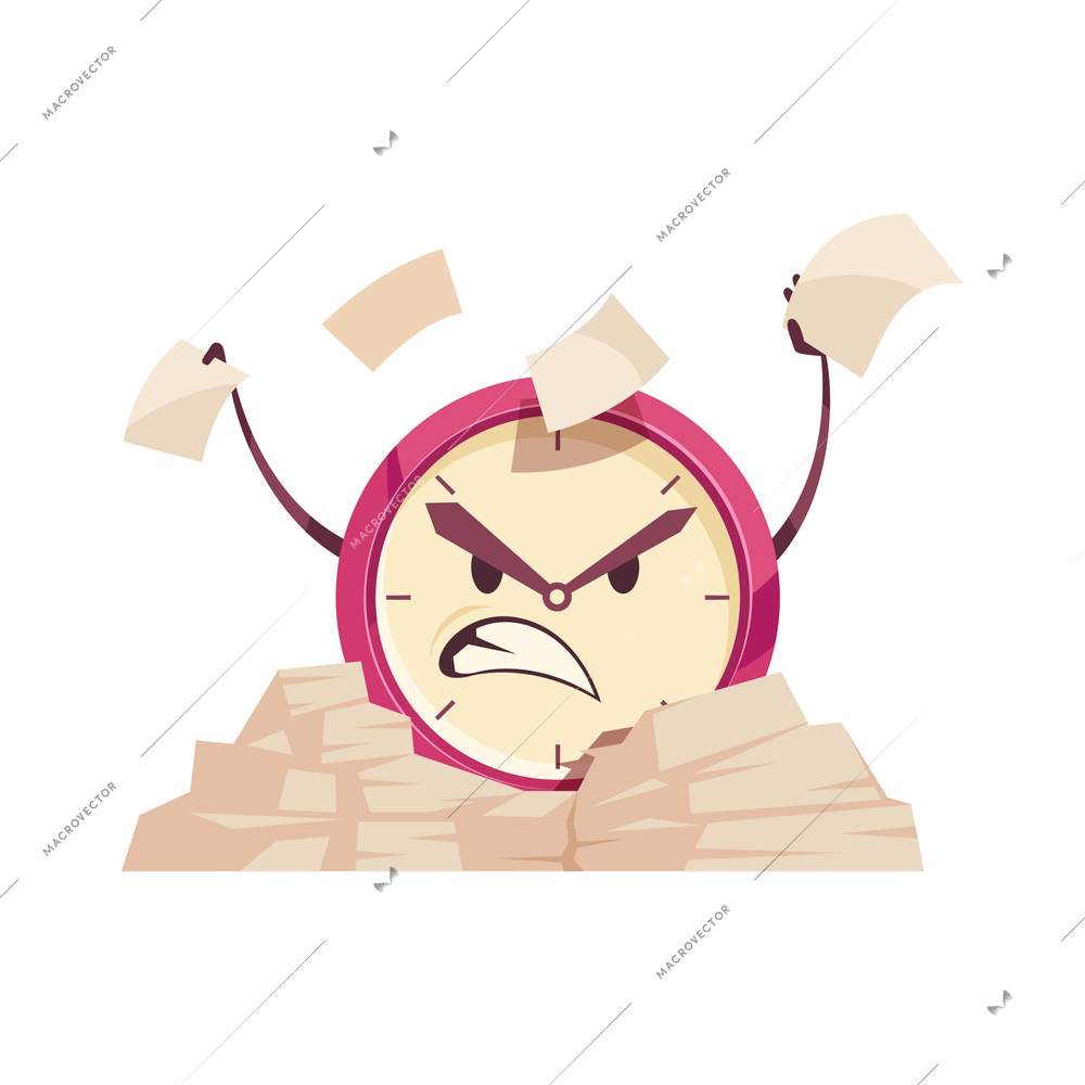 Planning schedule time management composition with cartoon characters in hurry scene vector illustration