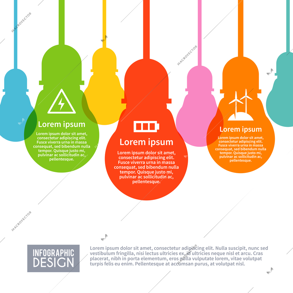 Electricity infographics set with power energy industry symbols in flat lightbulb collection vector illustration