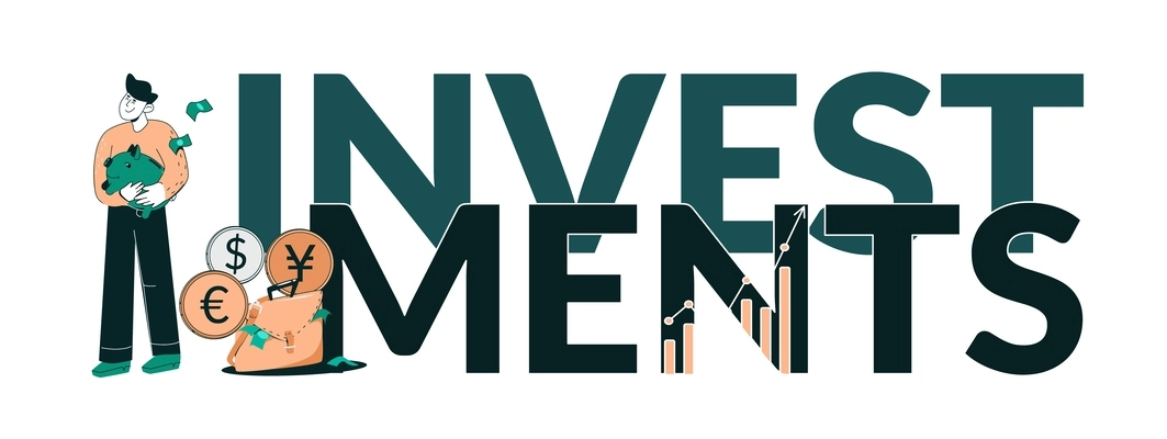 Investment portfolio concept with diversification text flat vector illustration