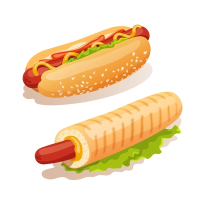 Hot dog french fast food decorative icons set isolated vector illustration