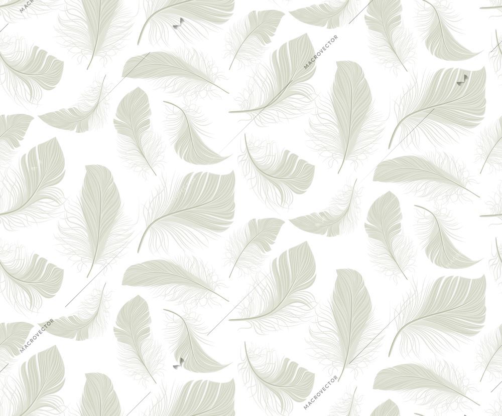 White bird light feather plumage seamless pattern background vector illustration