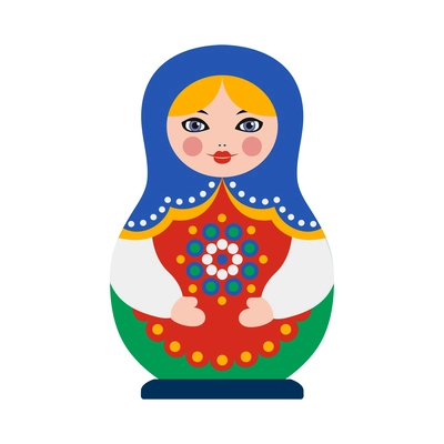 Flat color matryoshka russian doll vector illustration