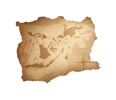 Realistic old pirate treasure map vector illustration