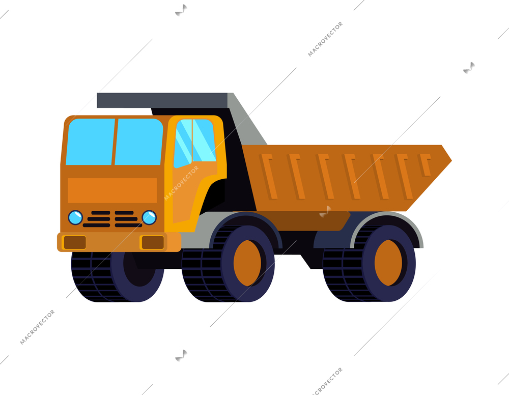 Dump truck flat icon on white background vector illustration