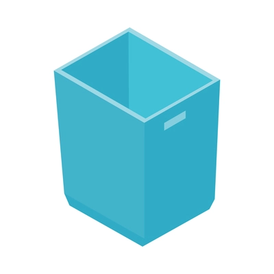 Isometric empty blue container with handles 3d vector illustration