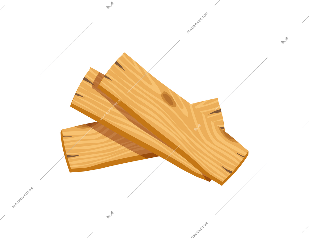 Firewood wooden planks flat icon on white background vector illustration