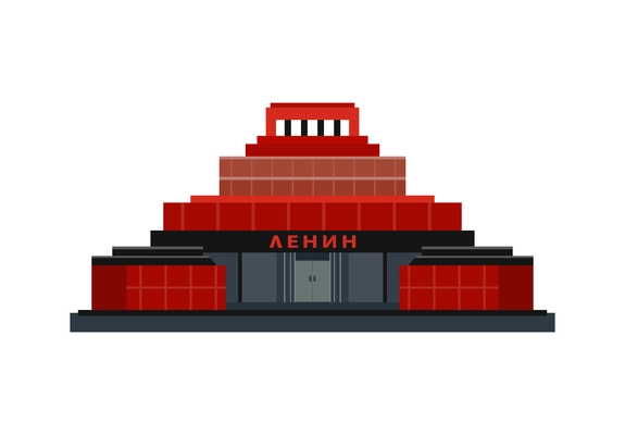 Lenin mausoleum building moscow landmark front view flat vector illustration