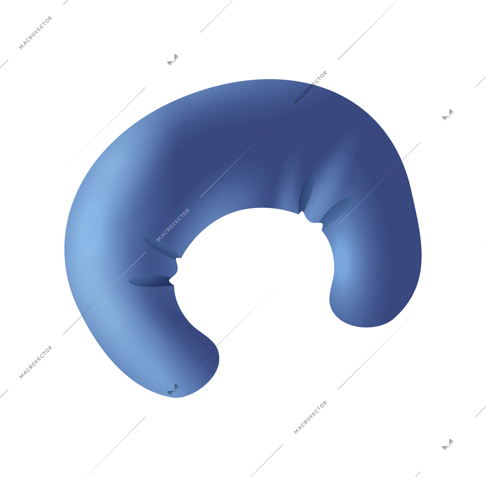 Inflatable blue neck pillow for comfortable travel realistic vector illustration