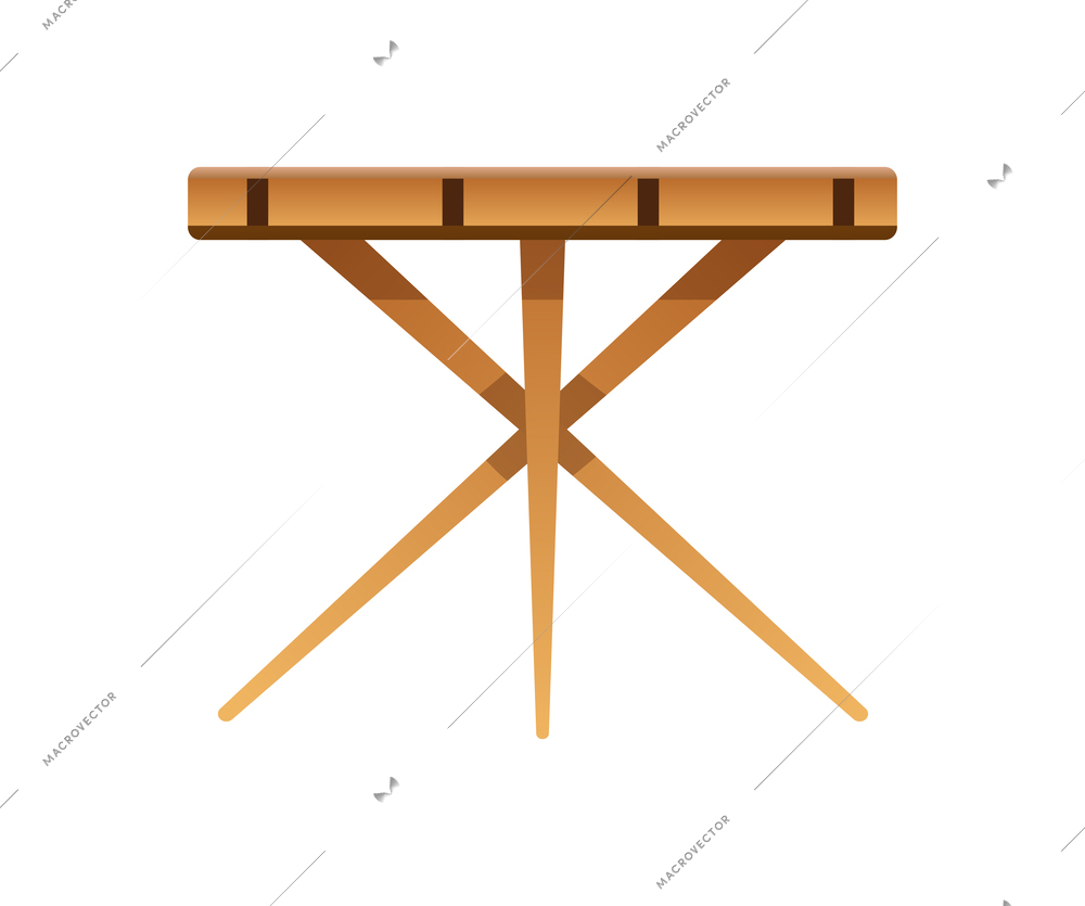 Flat wooden table side view on white background vector illustration
