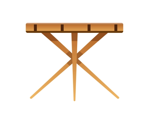 Flat wooden table side view on white background vector illustration