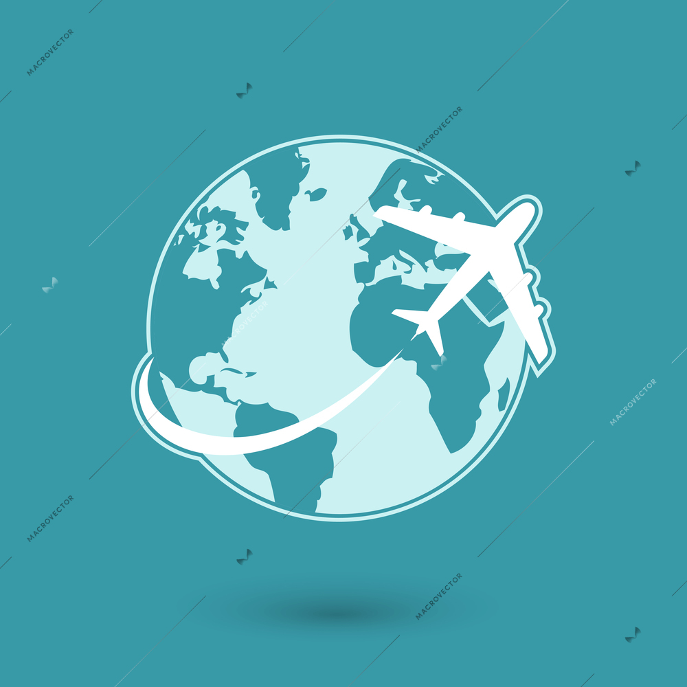 Global plane travel network icon isolated vector illustration