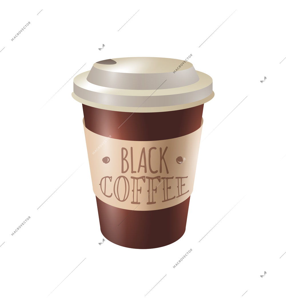 Realistic plastic cup of black coffee vector illustration