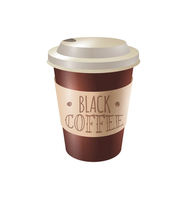 Realistic plastic cup of black coffee vector illustration