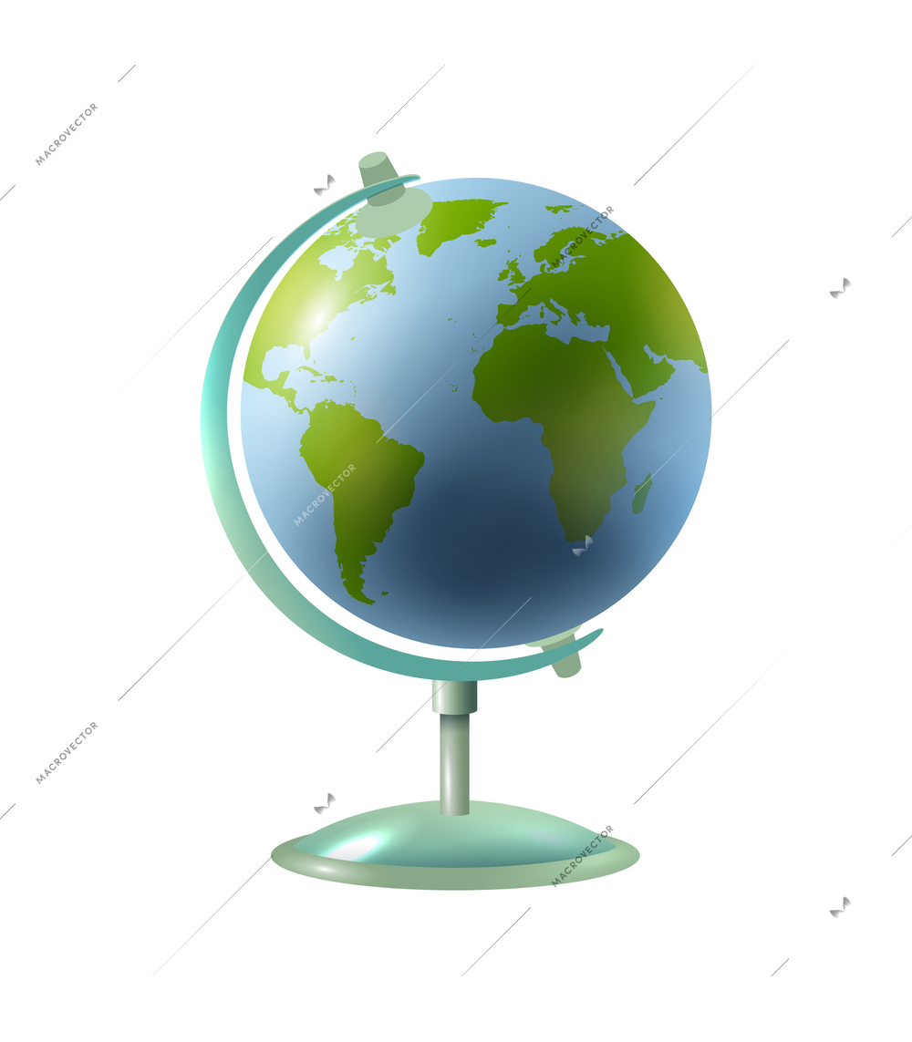 Realistic globe on white background vector illustration