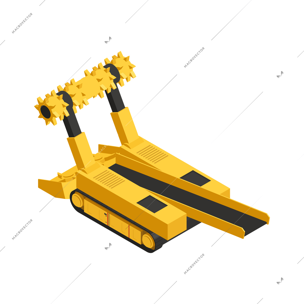 Mining industry machinery element isometric vector illustration