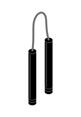 Isometric silver and black nunchaku icon vector illustration