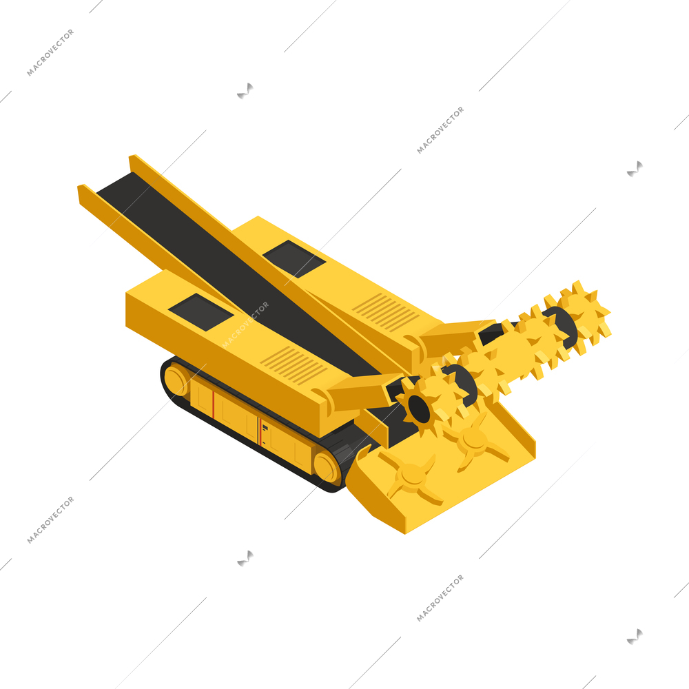 Coal production mining machinery isometric icon 3d vector illustration