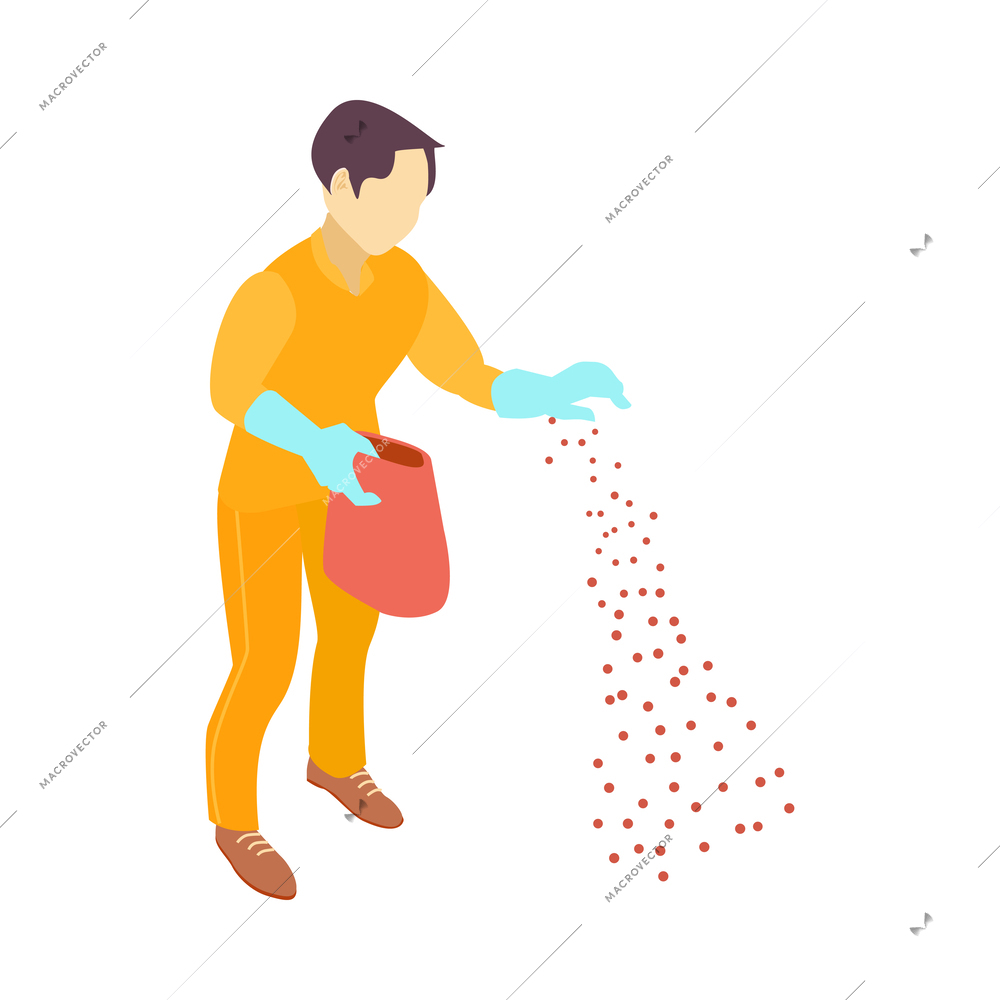 Isometric human character of pest control service specialist 3d vector illustration