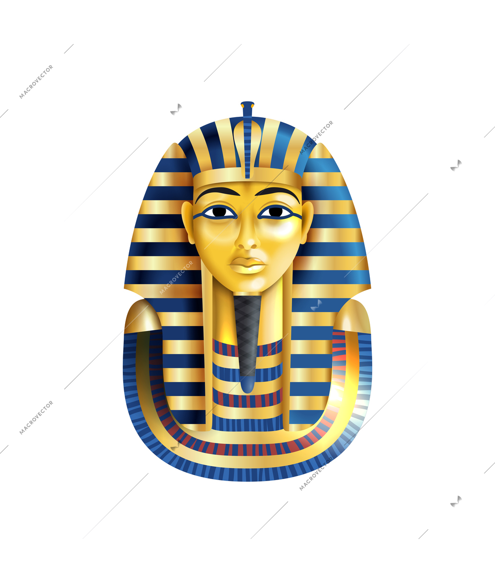 Cartoon egyptian golden burial tutankhamun pharaoh mask vector illustration