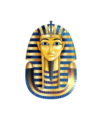 Cartoon egyptian golden burial tutankhamun pharaoh mask vector illustration