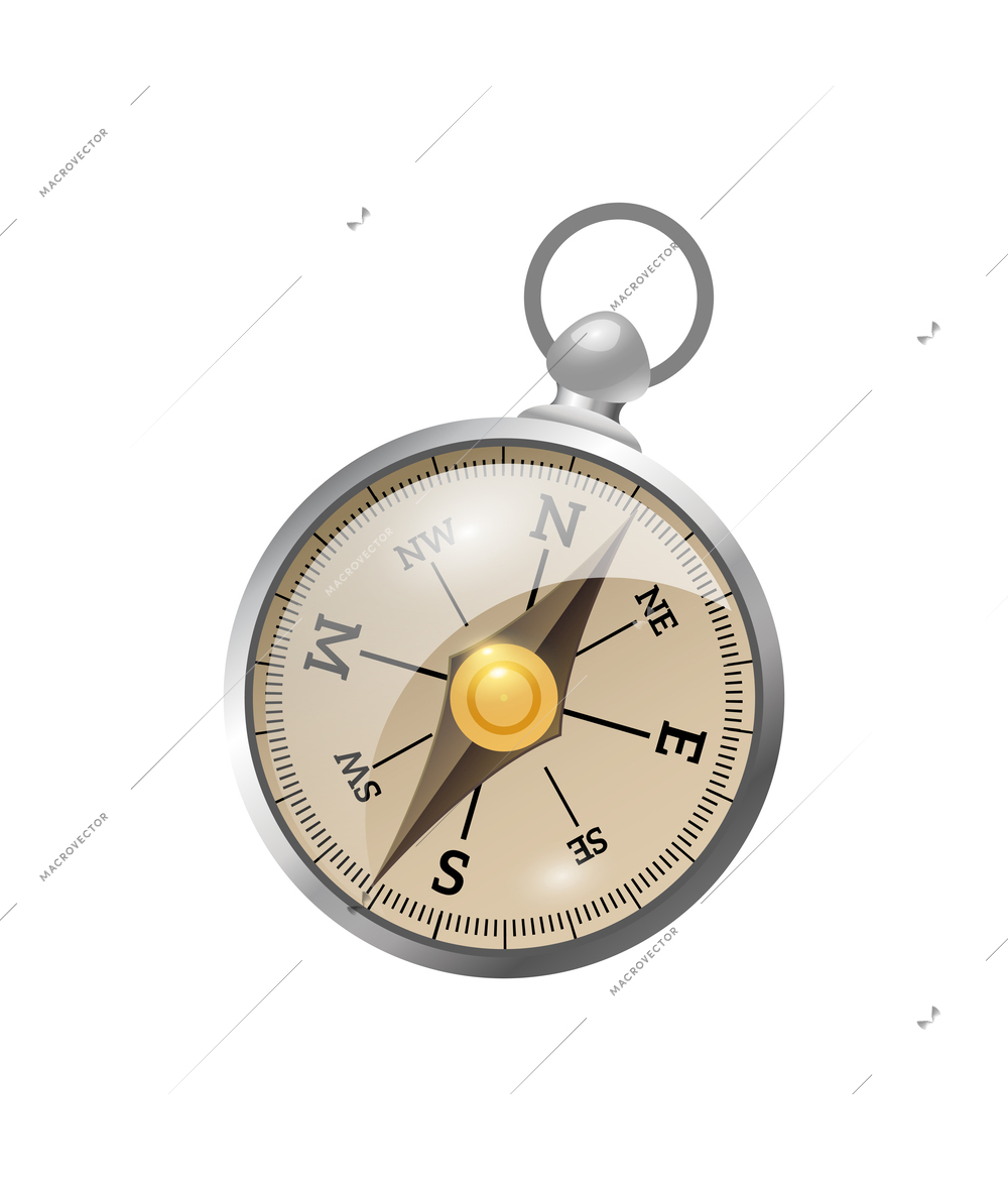 Realistic compass on white background vector illustration