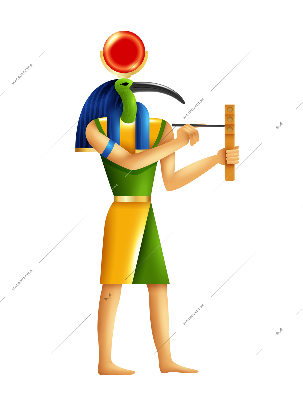 Egyptian god of wisdom thoth cartoon vector illustration