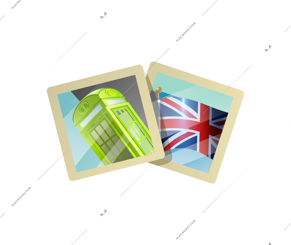 Realistic summer vacation photos from london vector illustration