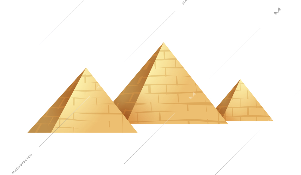 Three cartoon egyptian pyramids on white background vector illustration